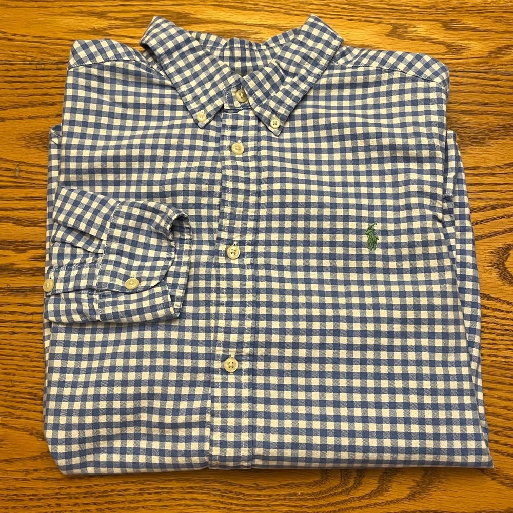 Ralph Lauren Kids Blue/White Checkered Button Down Size 18/20